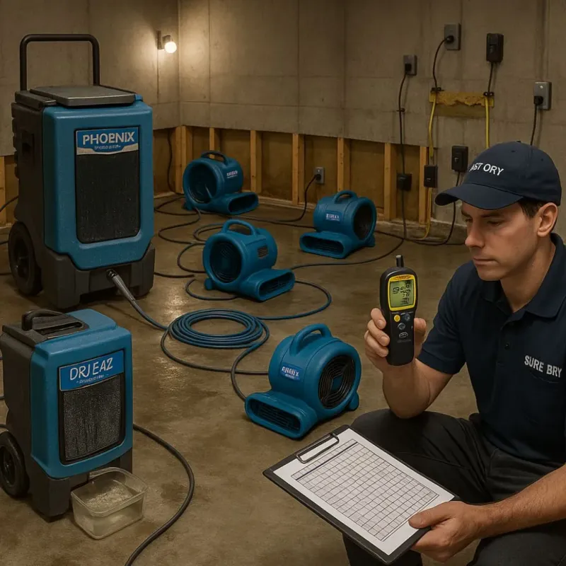 Structural Drying and Dehumidification process in Quartz Hill, CA